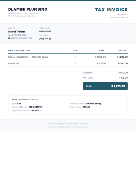 Sample WhatInvoice PDF invoice